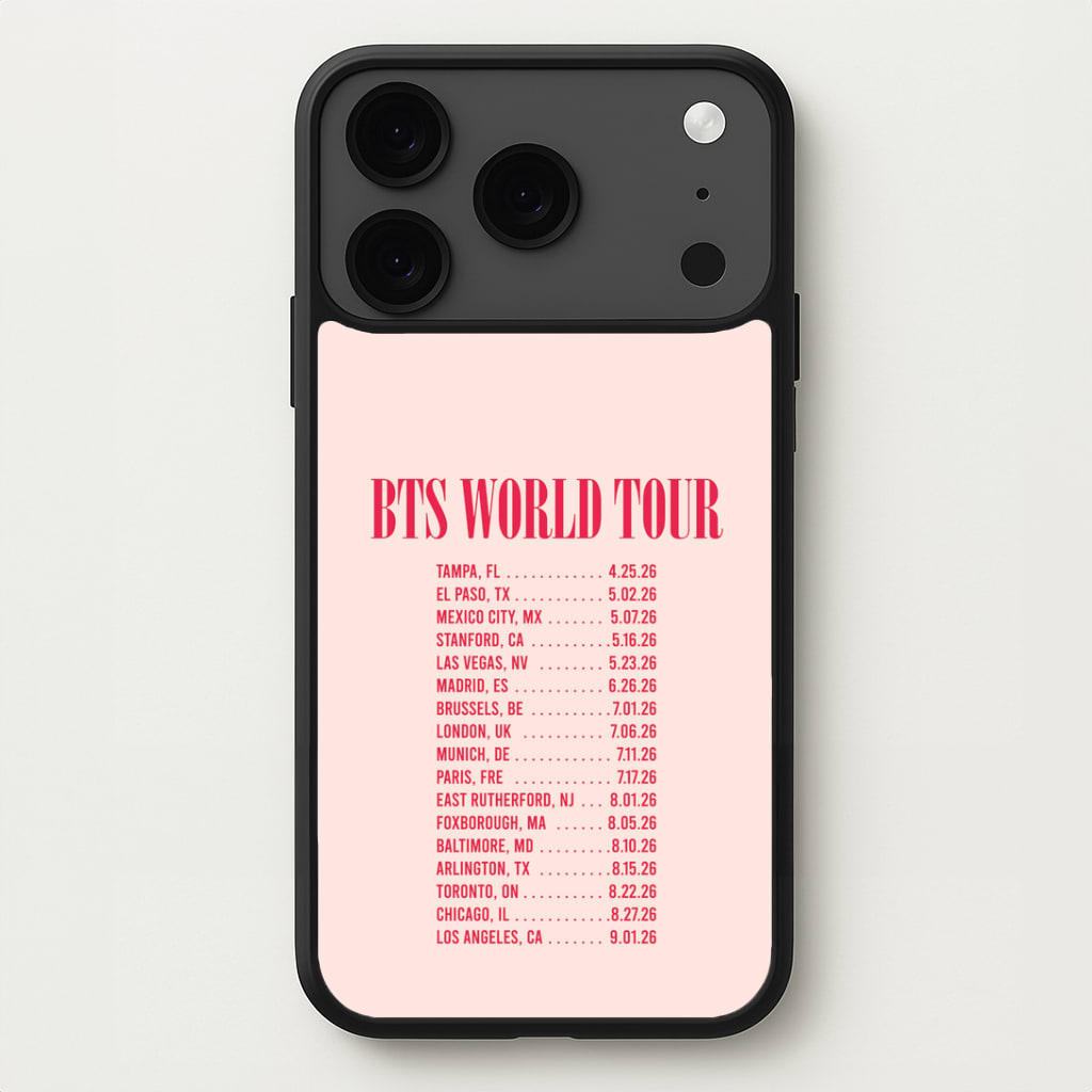 K-Pop Band World Tour List 2026 iPhone 17 Pro Max Case
