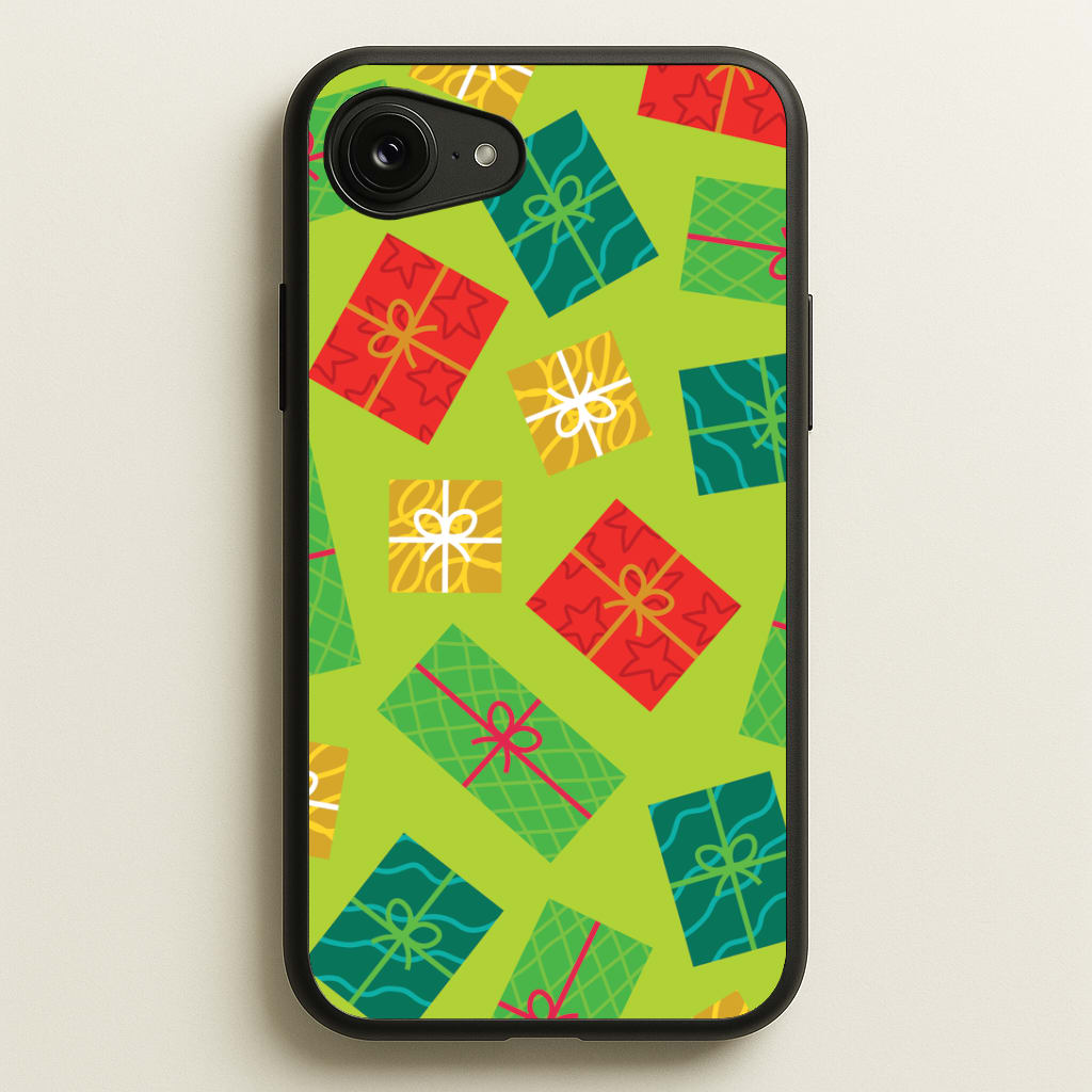 Colourful Abstract Christmas Presents Pattern iPhone 16e Case