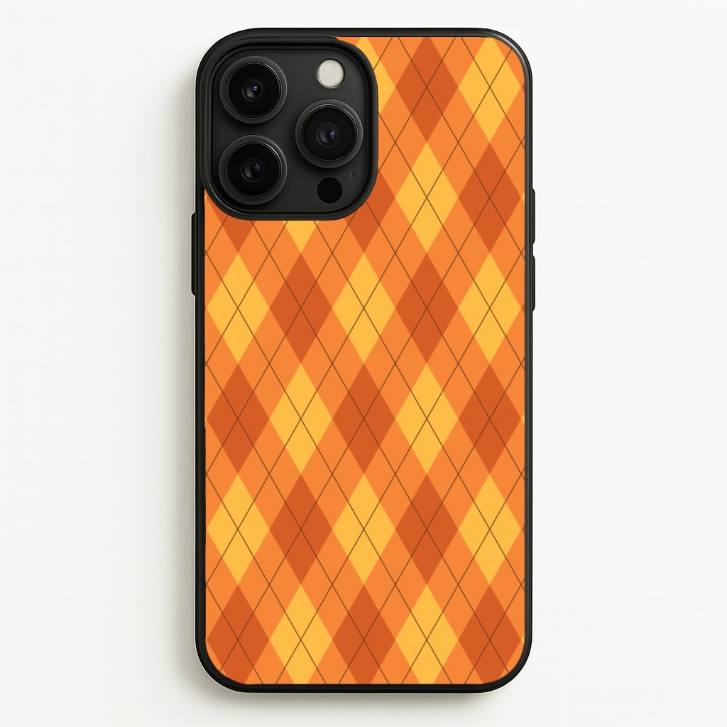 Orange Argyle Pattern iPhone 13 Pro Max Case