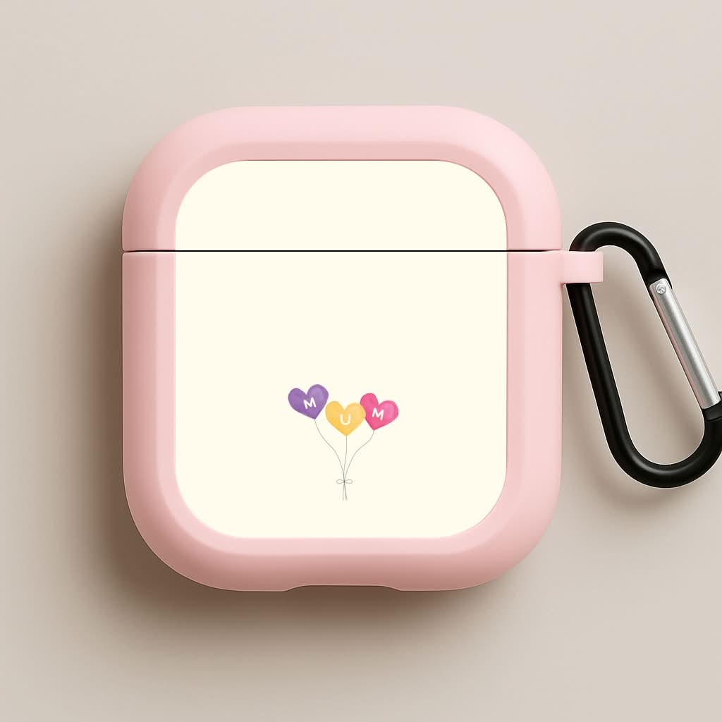 Mum Watercolour Balloons Pink AirPods Case
