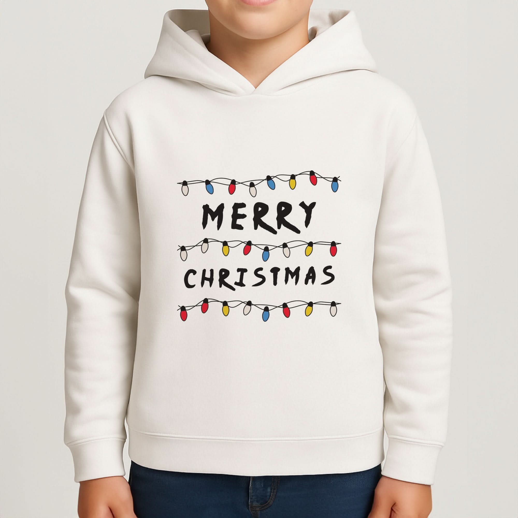 Merry Christmas String Lights Boys Hoodie