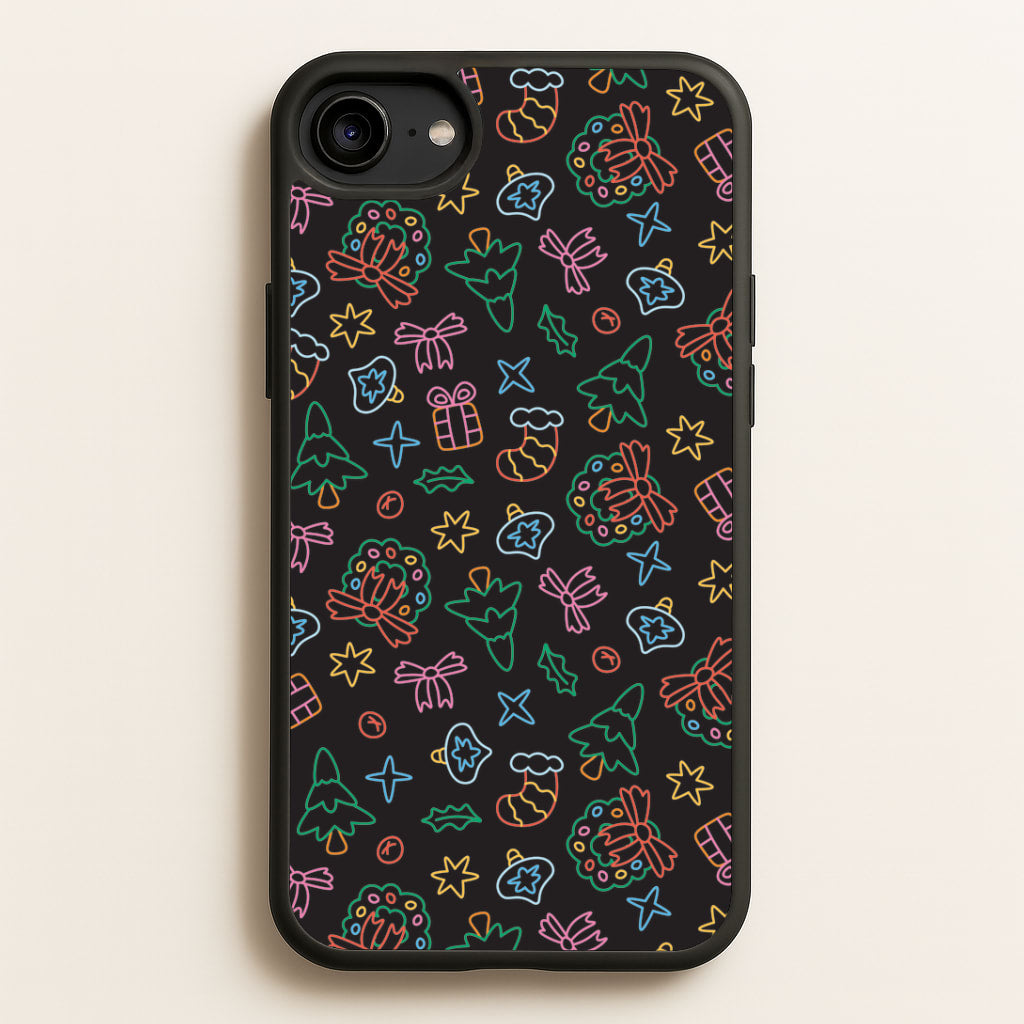 Neon Christmas Icons Pattern I iPhone 6 / 7 / 8 / SE Case