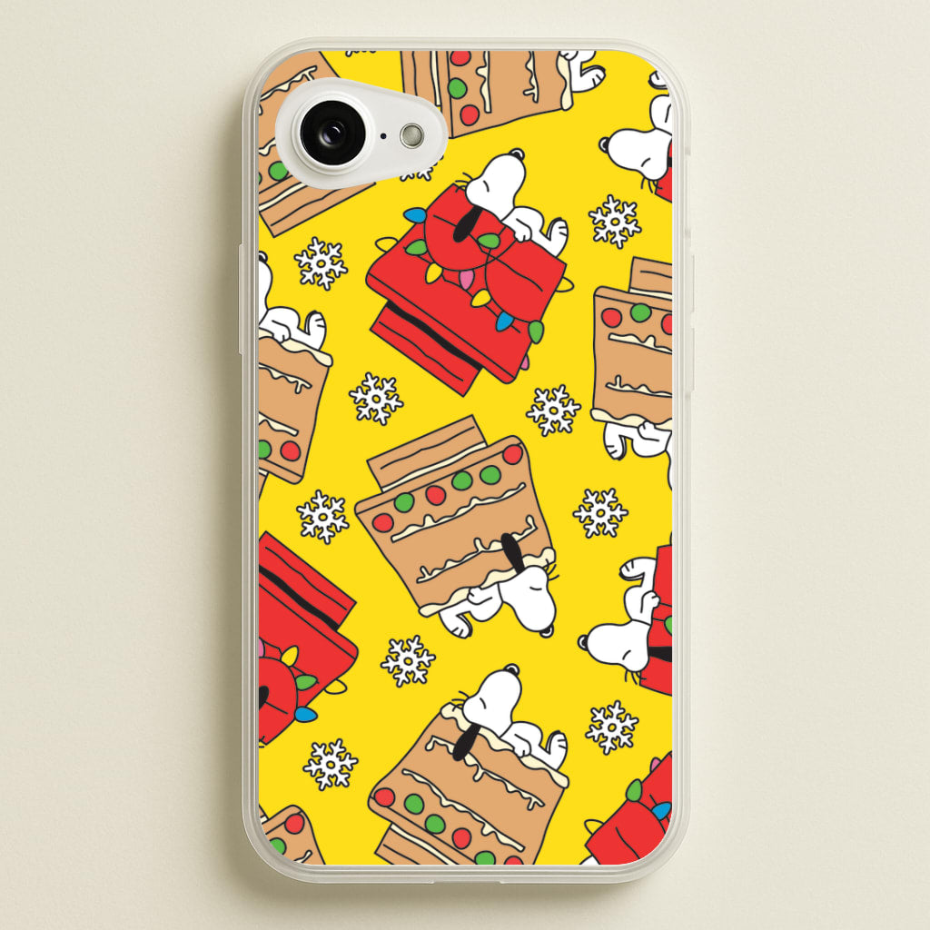 Cartoon Beagle Fairylights And Gingerbead Pattern iPhone 16e Case