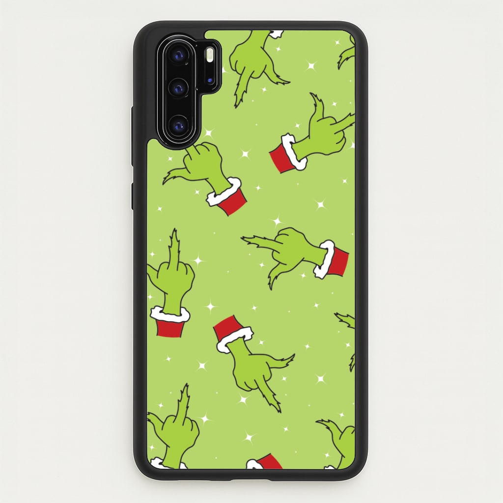 Green Middle Finger Christmas Pattern Huawei P30 Pro Case