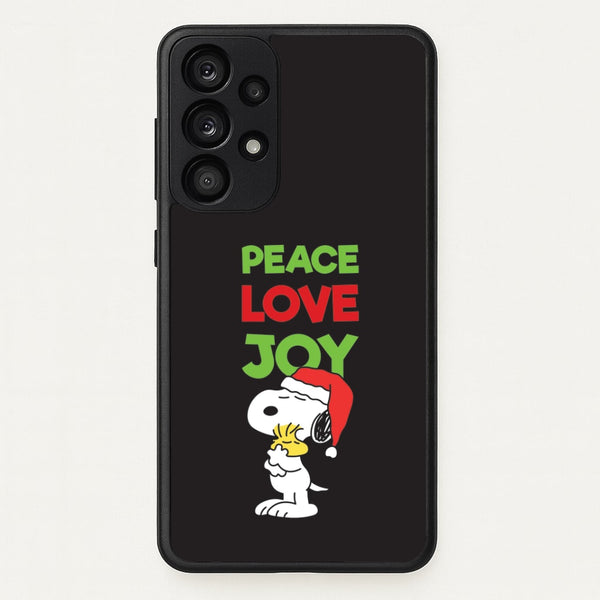 Peace, Love, Joy Christmas Cartoon Beagle Galaxy A53 Case
