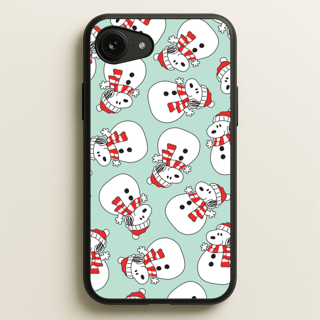 Cartoon Beagle Snowman Pattern iPhone 16e Case