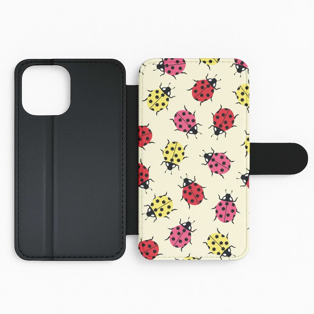 Ladybugs With Flower Spots Pattern Flip Phone Case