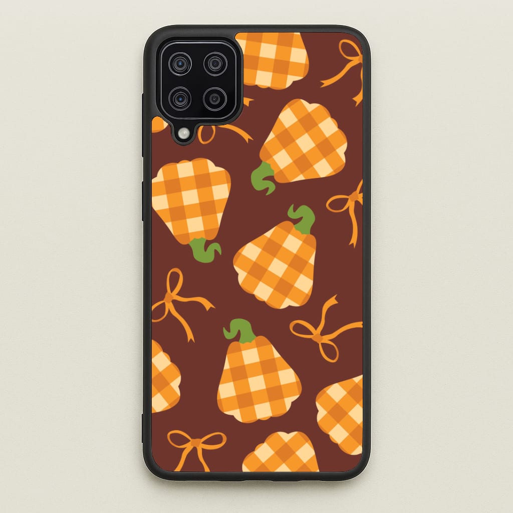 Tartan Pumpkins And Bows Pattern Galaxy A12 Case
