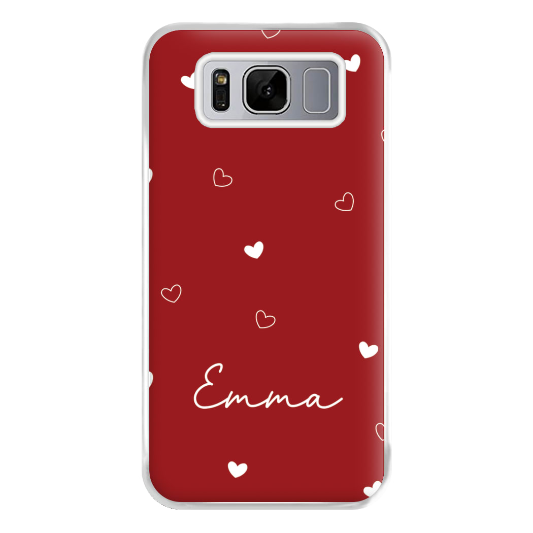Red Hearts And Outlines Personalised Name Galaxy S8 Case