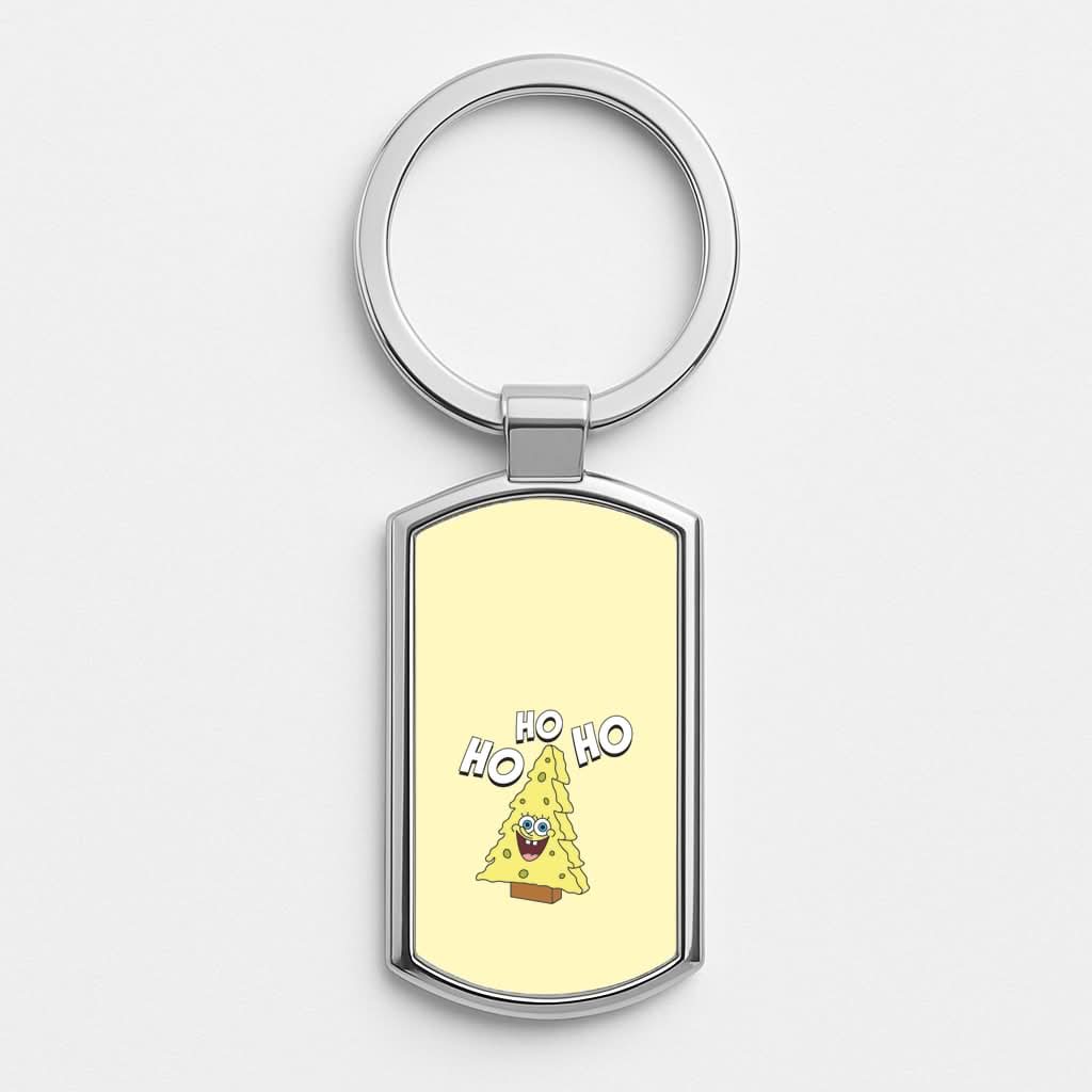 Christmas Tree Cartoon Sponge Silver Metal Keyring