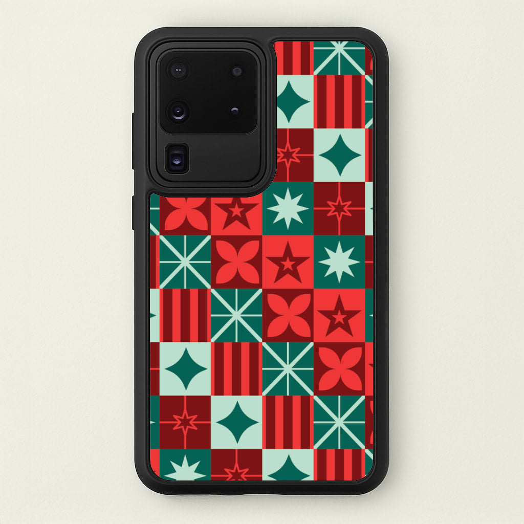 Geometric Square Christmas Pattern Galaxy S20 Ultra Case