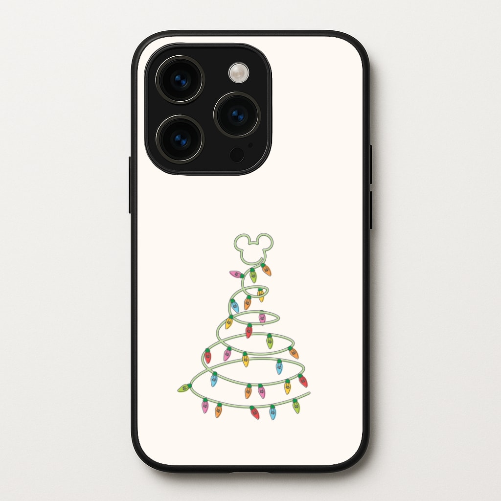Cartoon Mouse Christmas Tree Lights iPhone 14 Pro Case