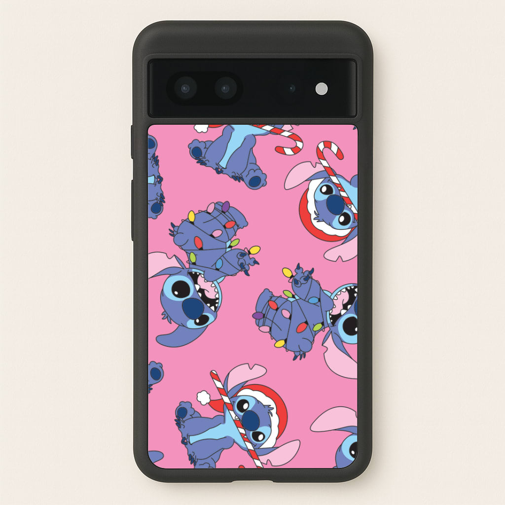 Christmas Cute Blue Alien Pattern Google Pixel 7 Case