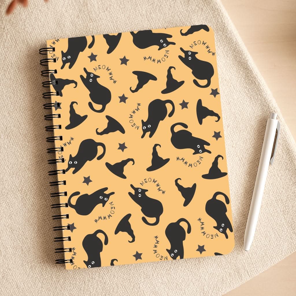 Black Cat And Hats Pattern Notepad