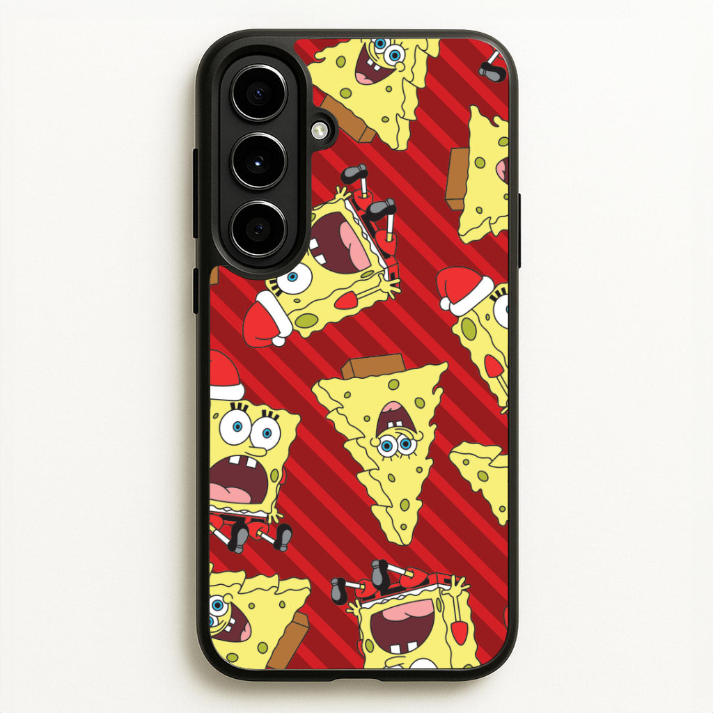 Christmas Cartoon Sponge Stripes Pattern Galaxy A56 Case
