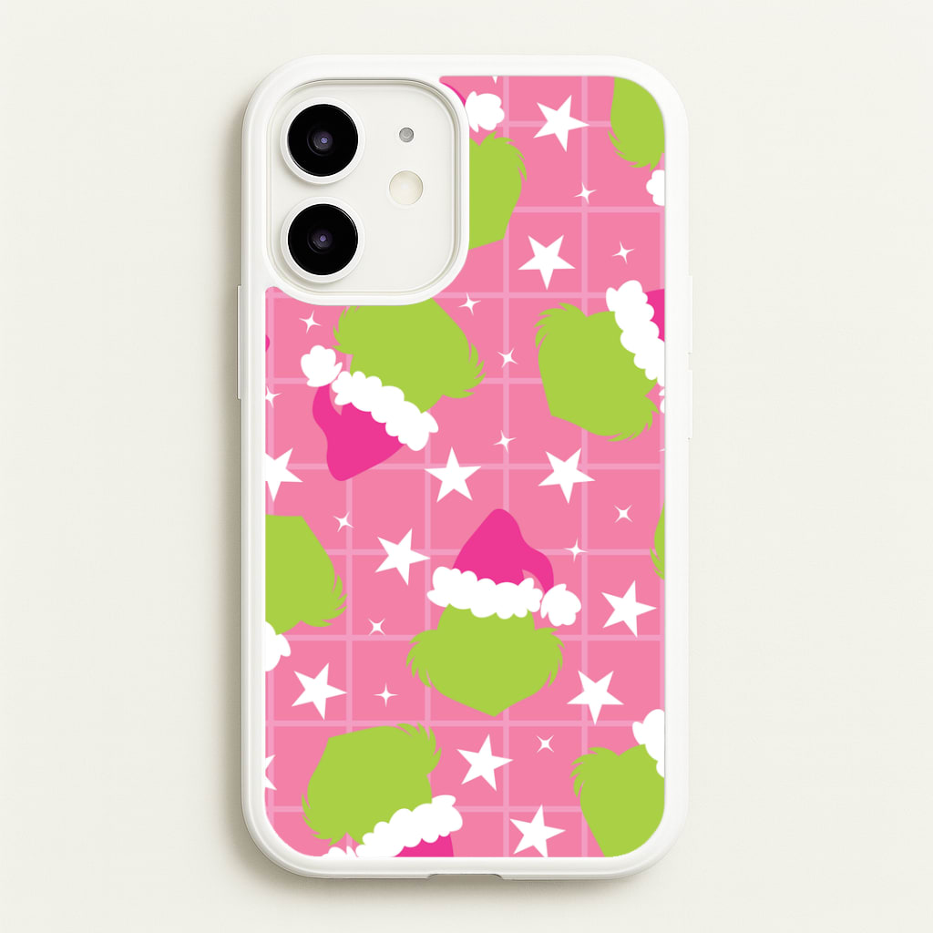 Pink Green Creature Xmas Pattern iPhone 12 / 12 Pro Case