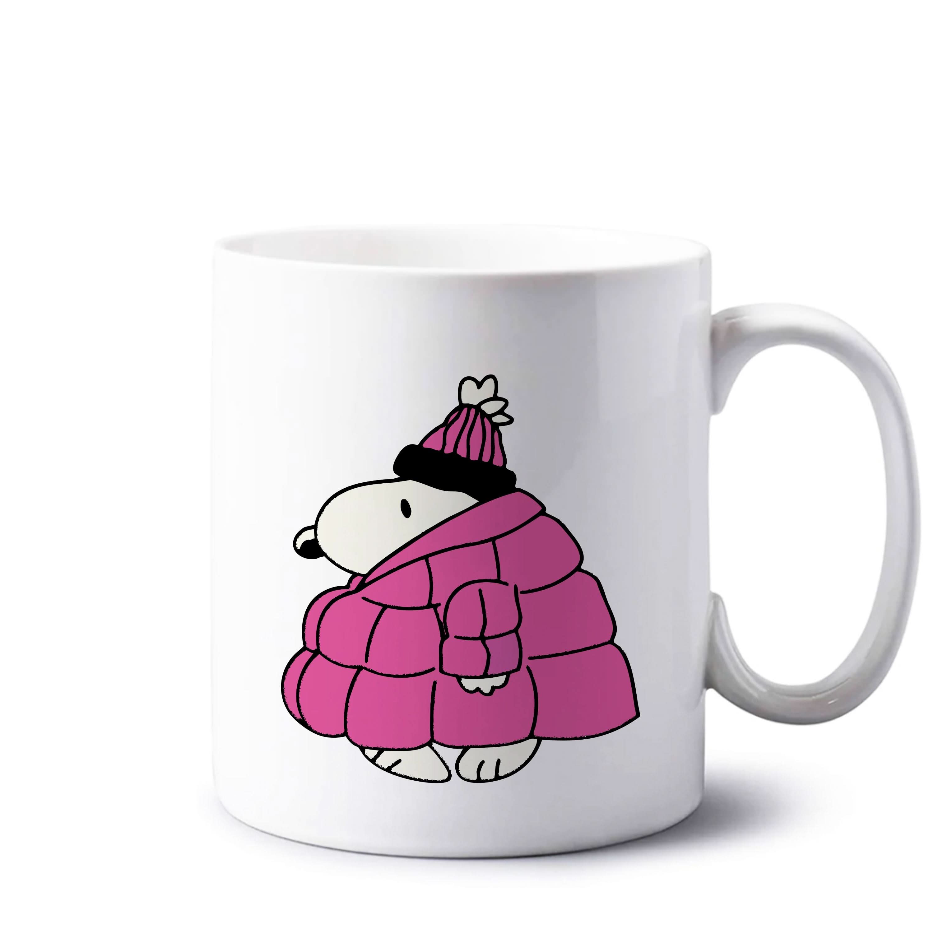 Cartoon Beagle Puffer Jacket Pink Mug