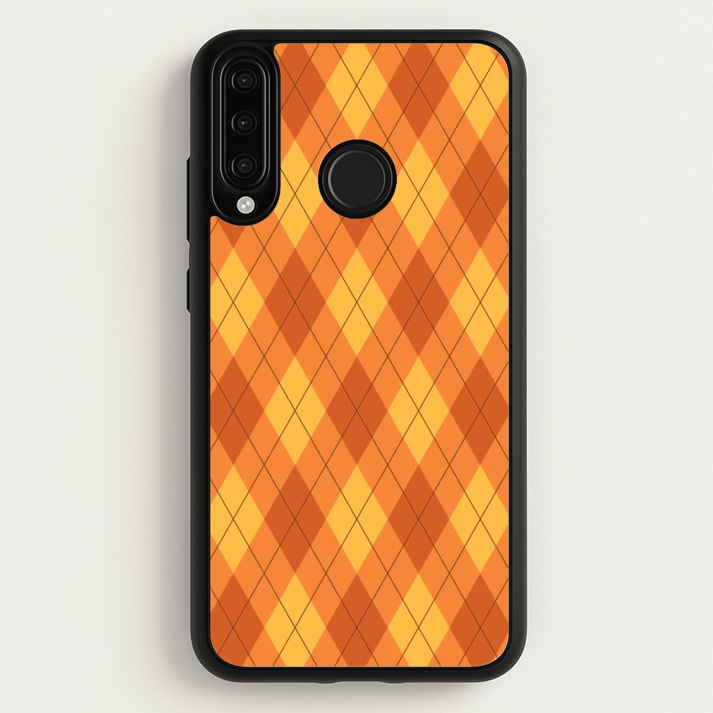 Orange Argyle Pattern Huawei P30 Lite Case