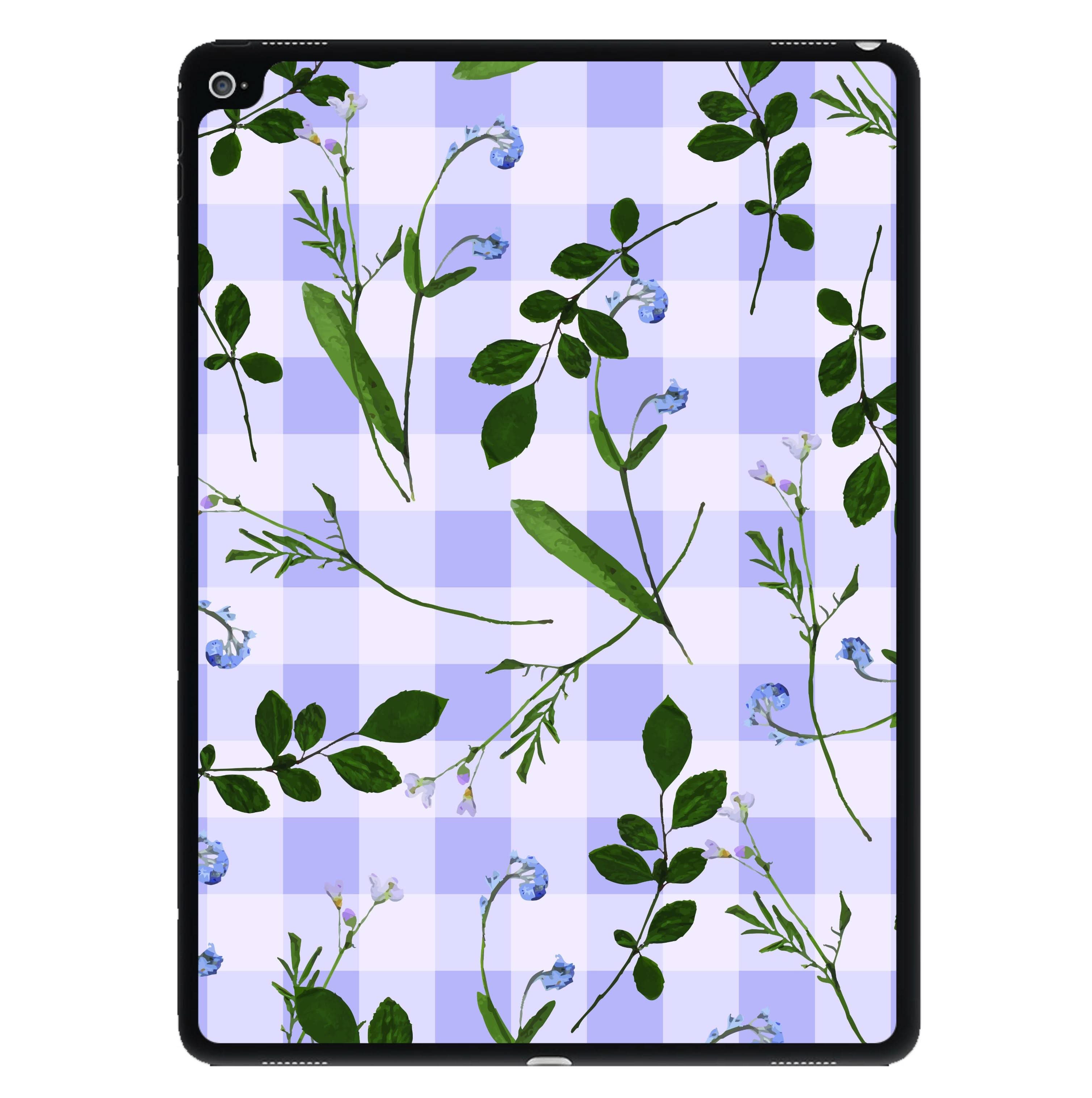 Checkered Pressed Flowers Pattern iPad Case