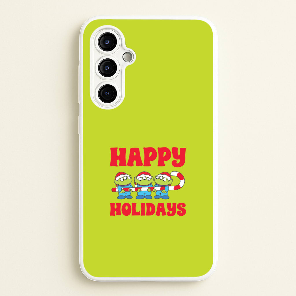 Happy Holidays Cute Green Aliens Galaxy A54 Case