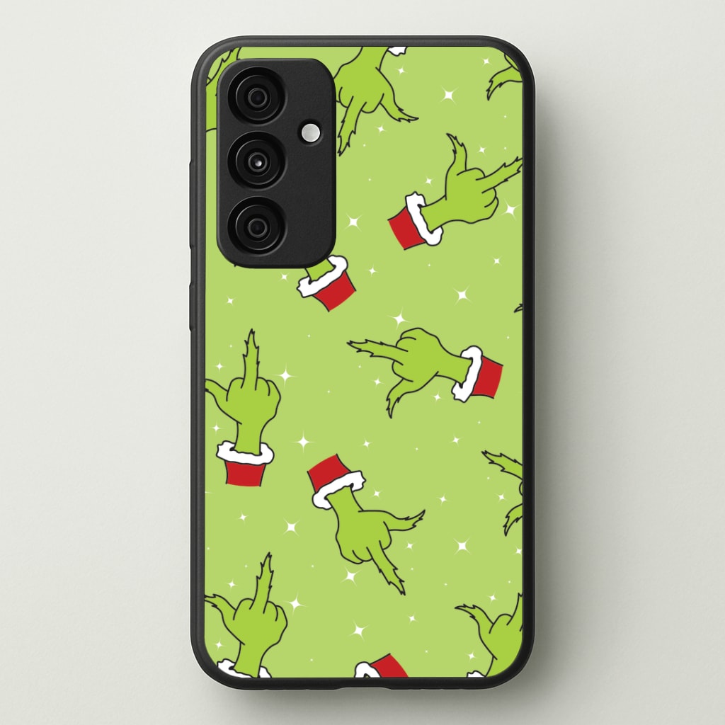 Green Middle Finger Christmas Pattern Galaxy A35 Case