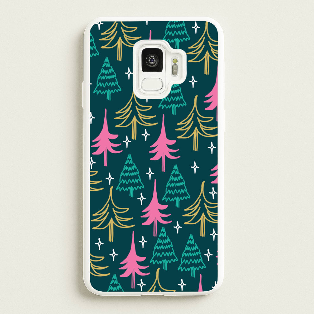 Colourful Sketched Christmas Trees Pattern Galaxy S9 Case