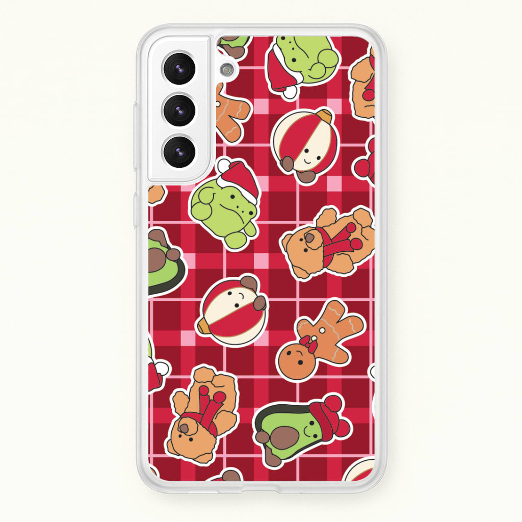 Christmas Plushies Tartan Pattern Galaxy S22 Plus Case