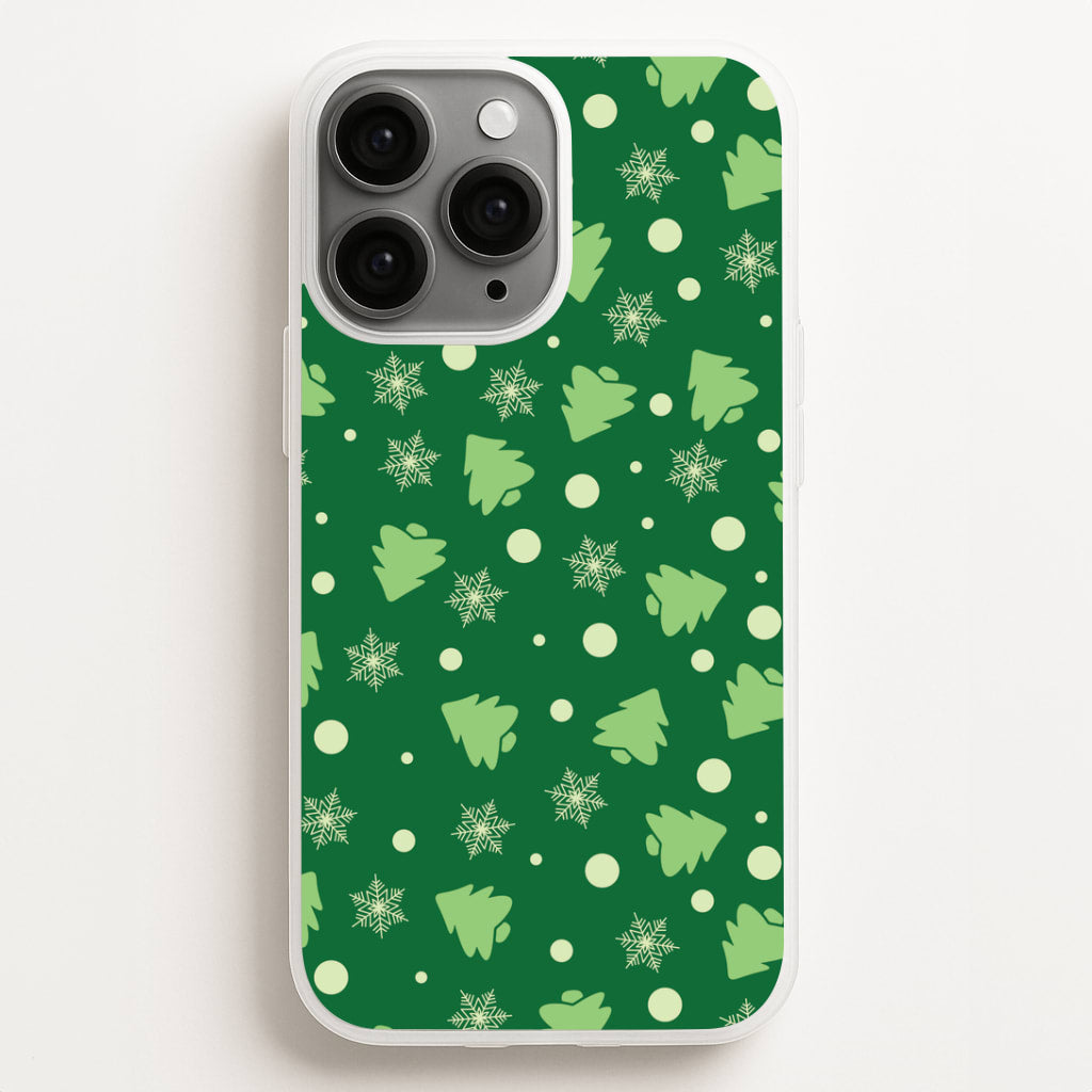 Cartoon Christmas Trees And Snowflakes Pattern iPhone 11 Pro Max Case