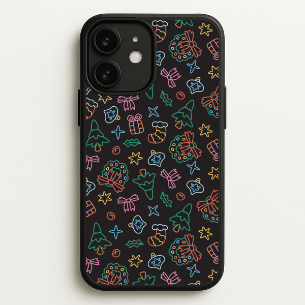 Neon Christmas Icons Pattern I iPhone 11 Case