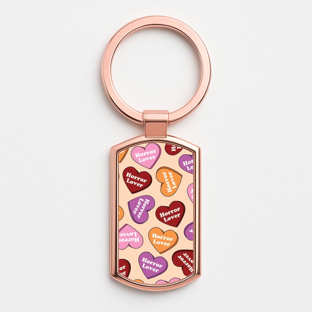 Horror Lover Hearts Pattern Rose Gold Keyring