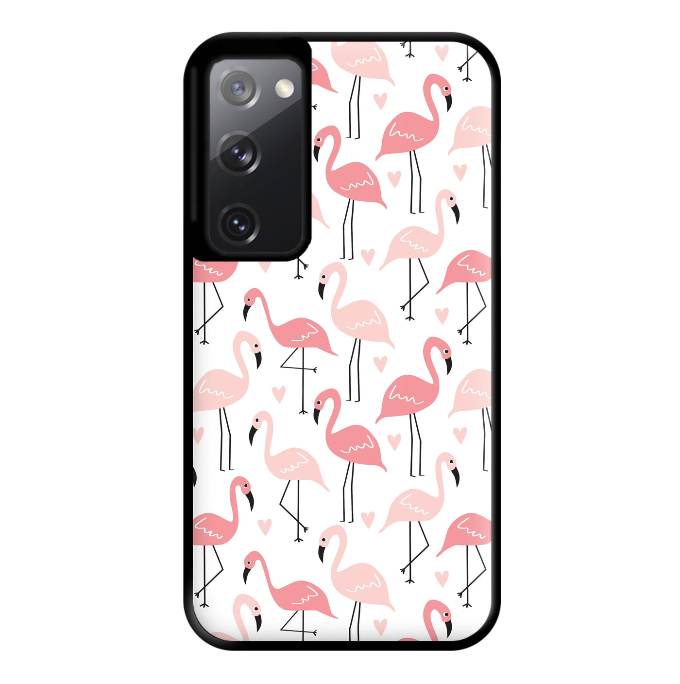 White & Pink Flamingo Pattern Phone Case