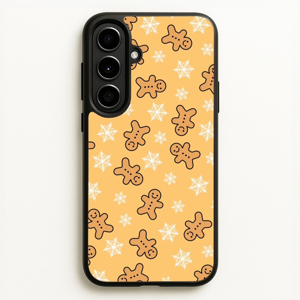 Cute Gingerbread And Snowflakes Pattern Galaxy A56 Case