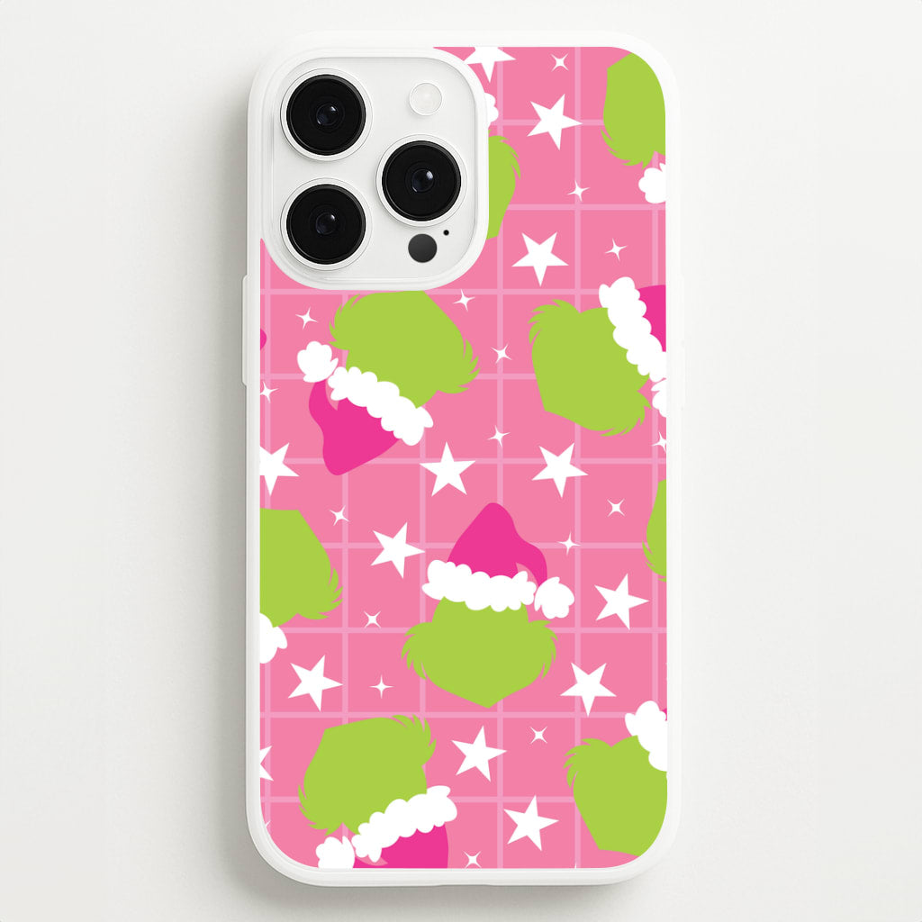 Pink Green Creature Xmas Pattern iPhone 13 Pro Case