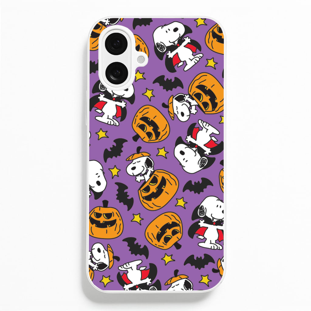 Cartoon Beagle Halloween Pattern iPhone 16 Plus Case