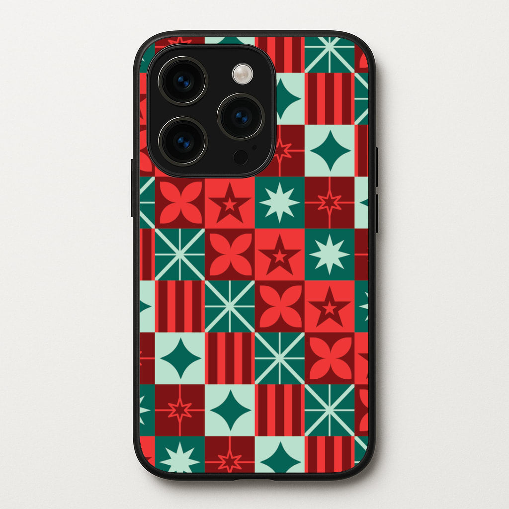 Geometric Square Christmas Pattern iPhone 14 Pro Max Case