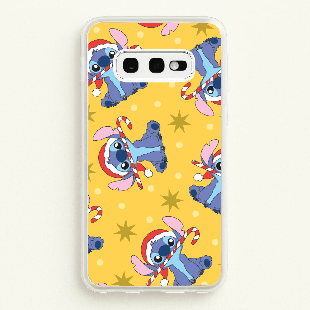 Cute Blue Alien Candycane Christmas Pattern Galaxy S10e Case