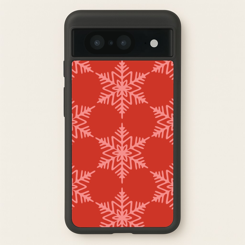Red Giant Snowflakes Christmas Pattern Google Pixel 8 Case