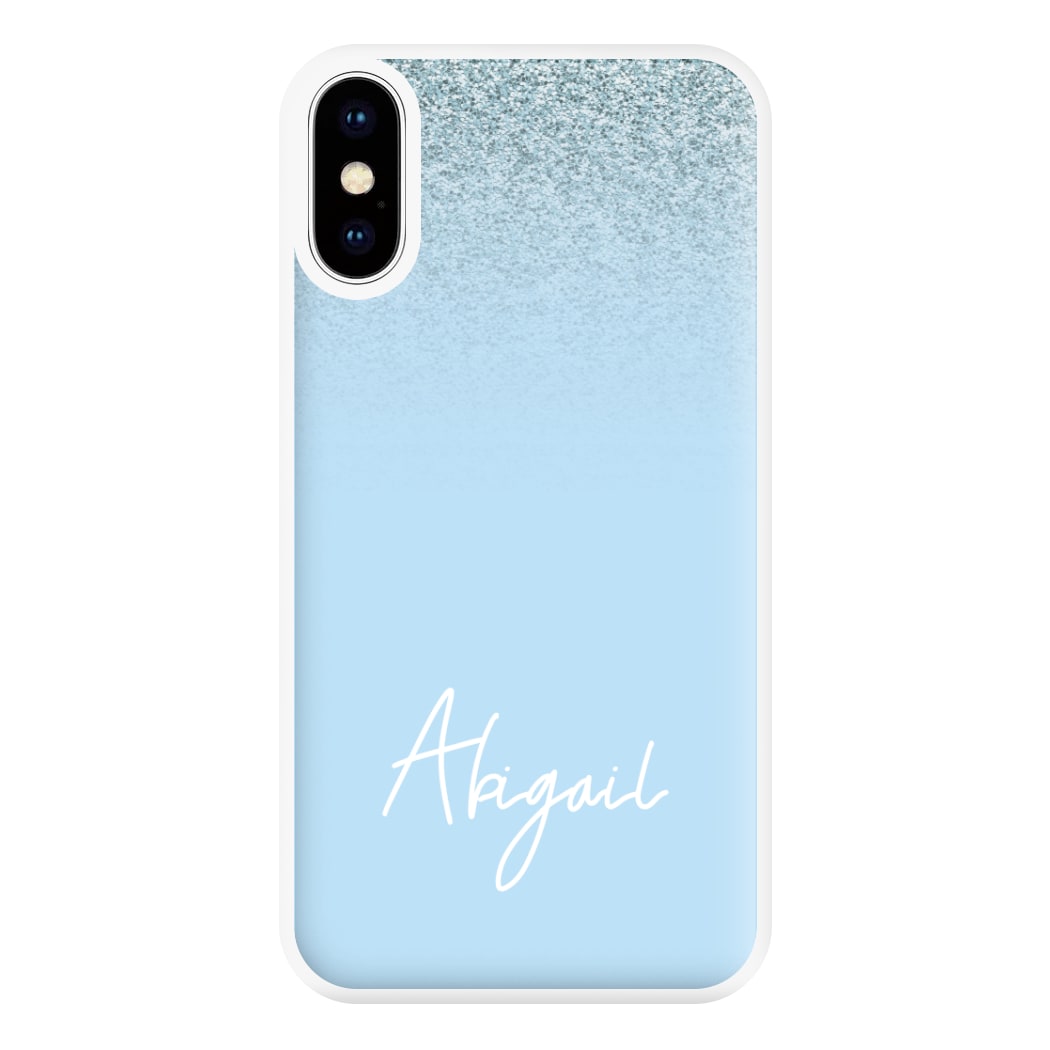 Blue Glitter Personalised Name iPhone XS Max Case