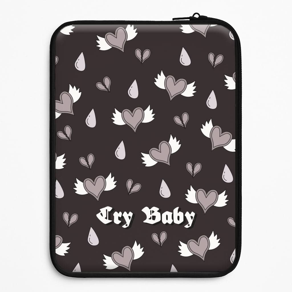 Cry Baby Monochrome Hearts Pattern Universal Laptop Sleeve