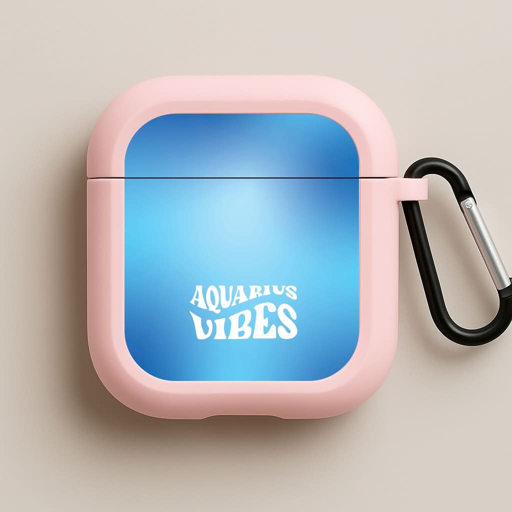 Aquarius Vibes Gradient Zodiac Pink AirPods Case