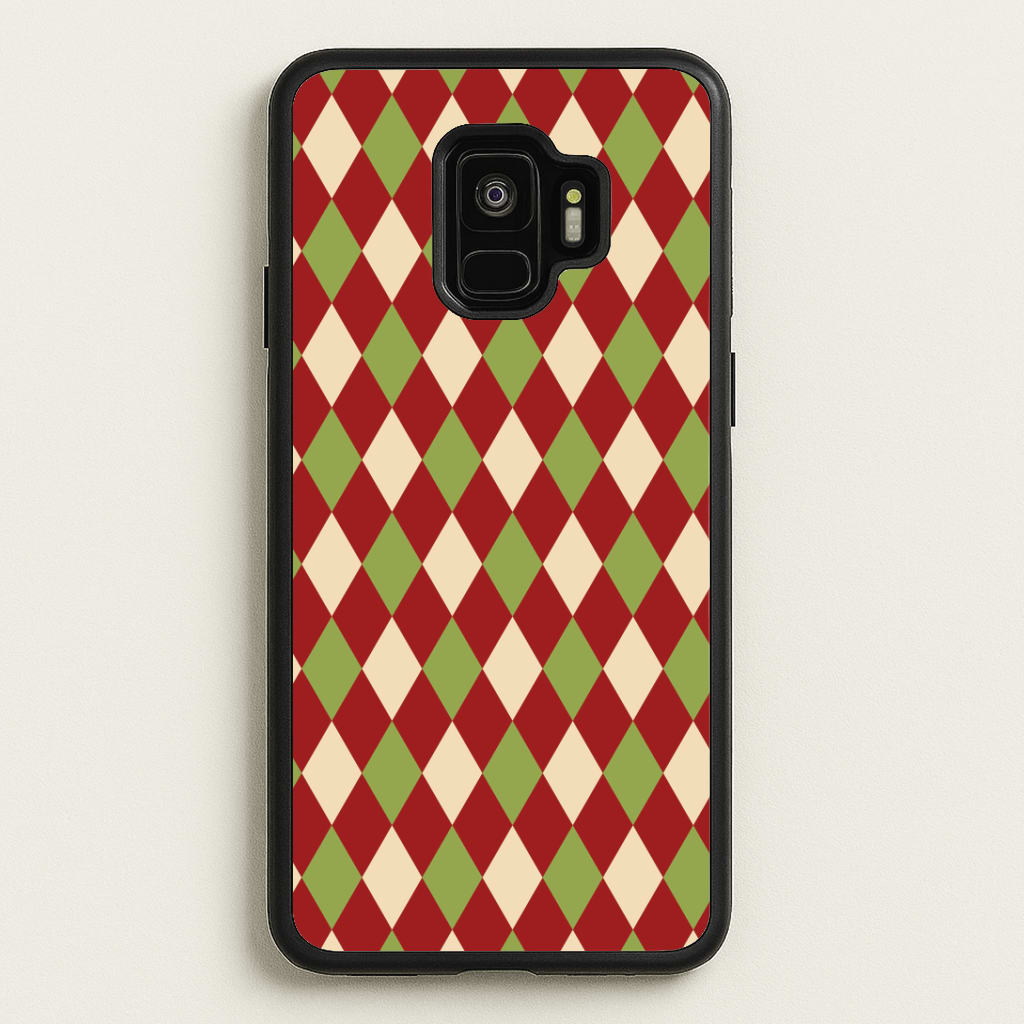 Red And Green Argyle Christmas Pattern Galaxy S9 Case