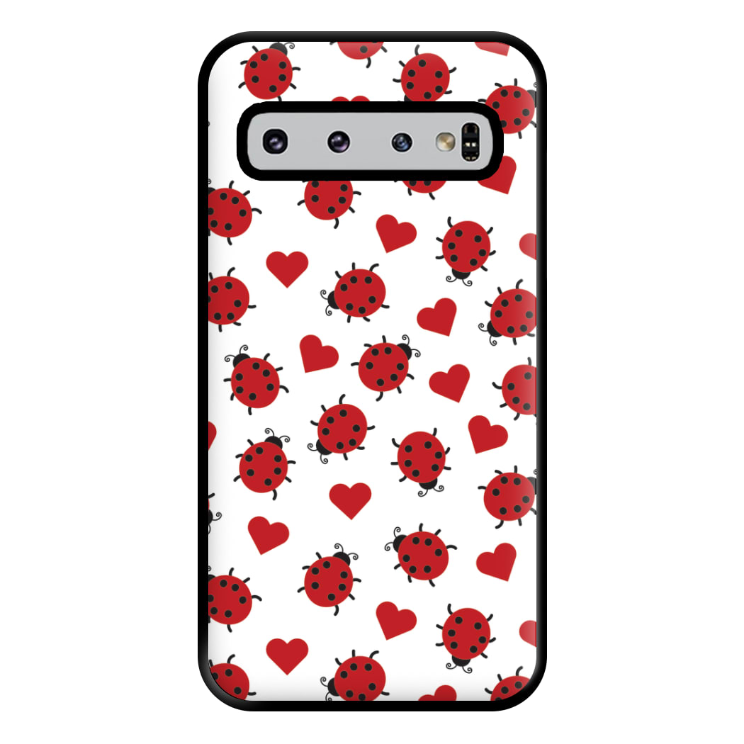 Ladybugs And Hearts Pattern Galaxy S10 Plus Case