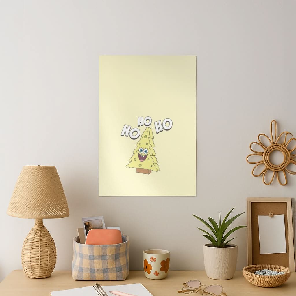 Christmas Tree Cartoon Sponge Art Print