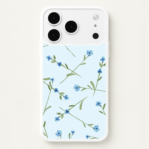 Baby Blue Floral Pattern iPhone 17 Pro Max Case