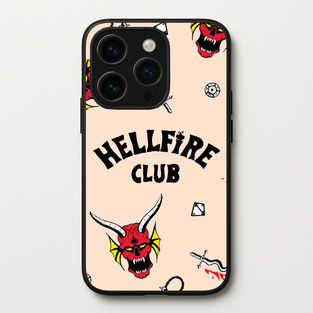 Hellfire Club Icons Collage Peach iPhone 14 Pro Max Case