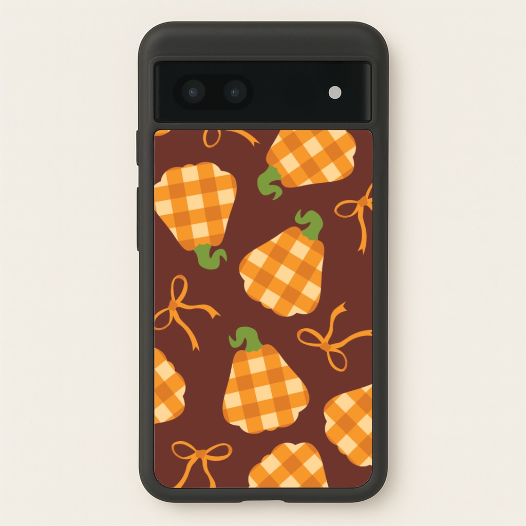 Tartan Pumpkins And Bows Pattern Google Pixel 6a Case