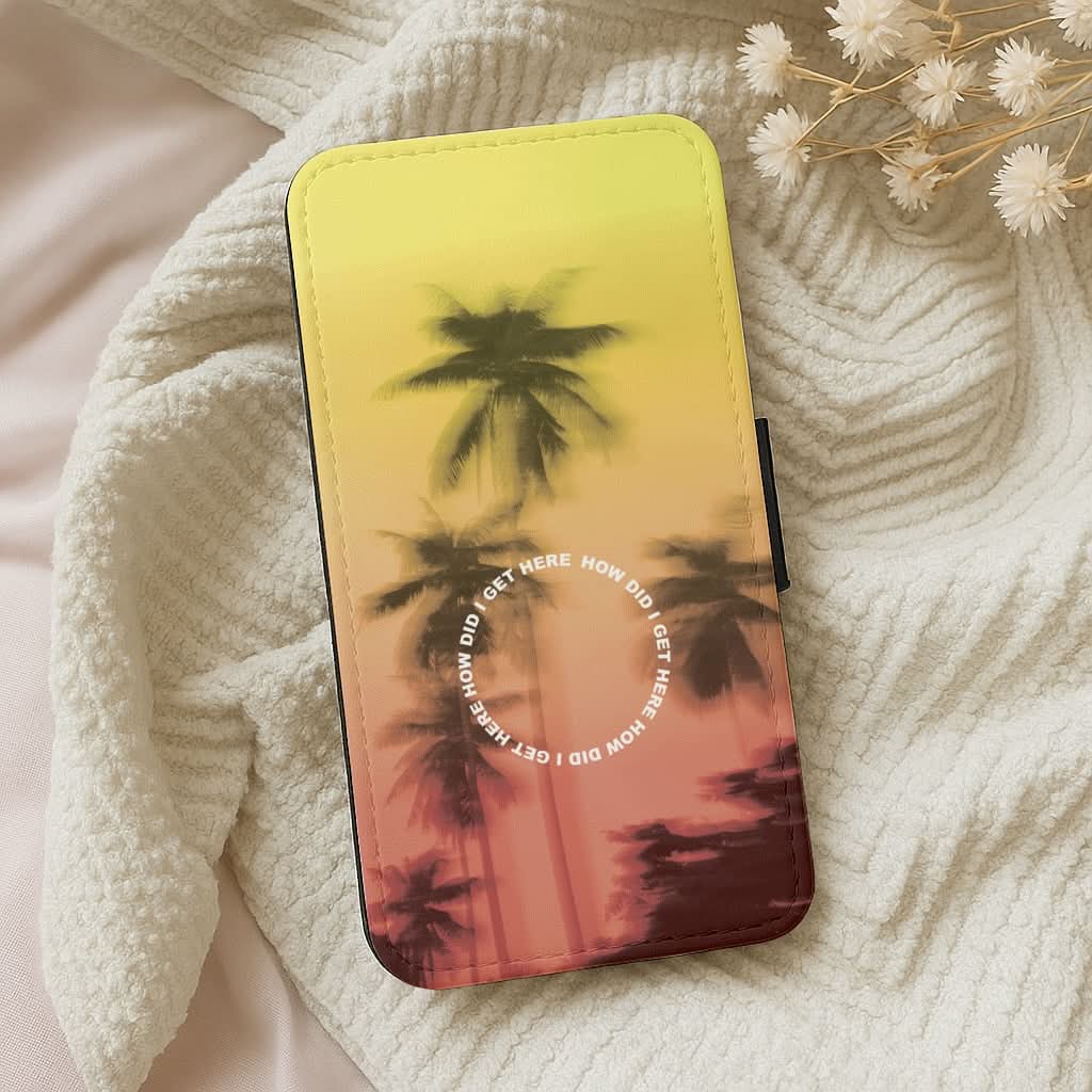 Palm Trees Circle Leather Phone Case