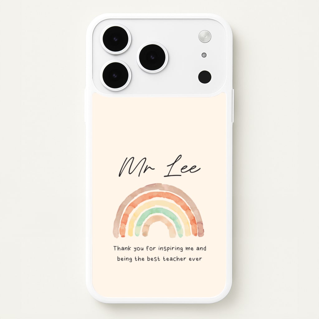 Biege Personalised Teacher Rainbow iPhone 17 Pro Max Case