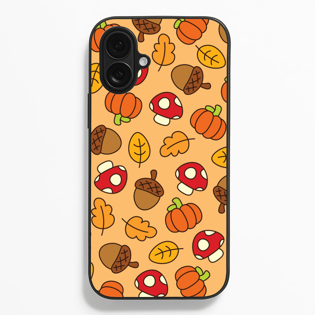 Cartoon Autumn Icons Pattern iPhone 16 Plus Case