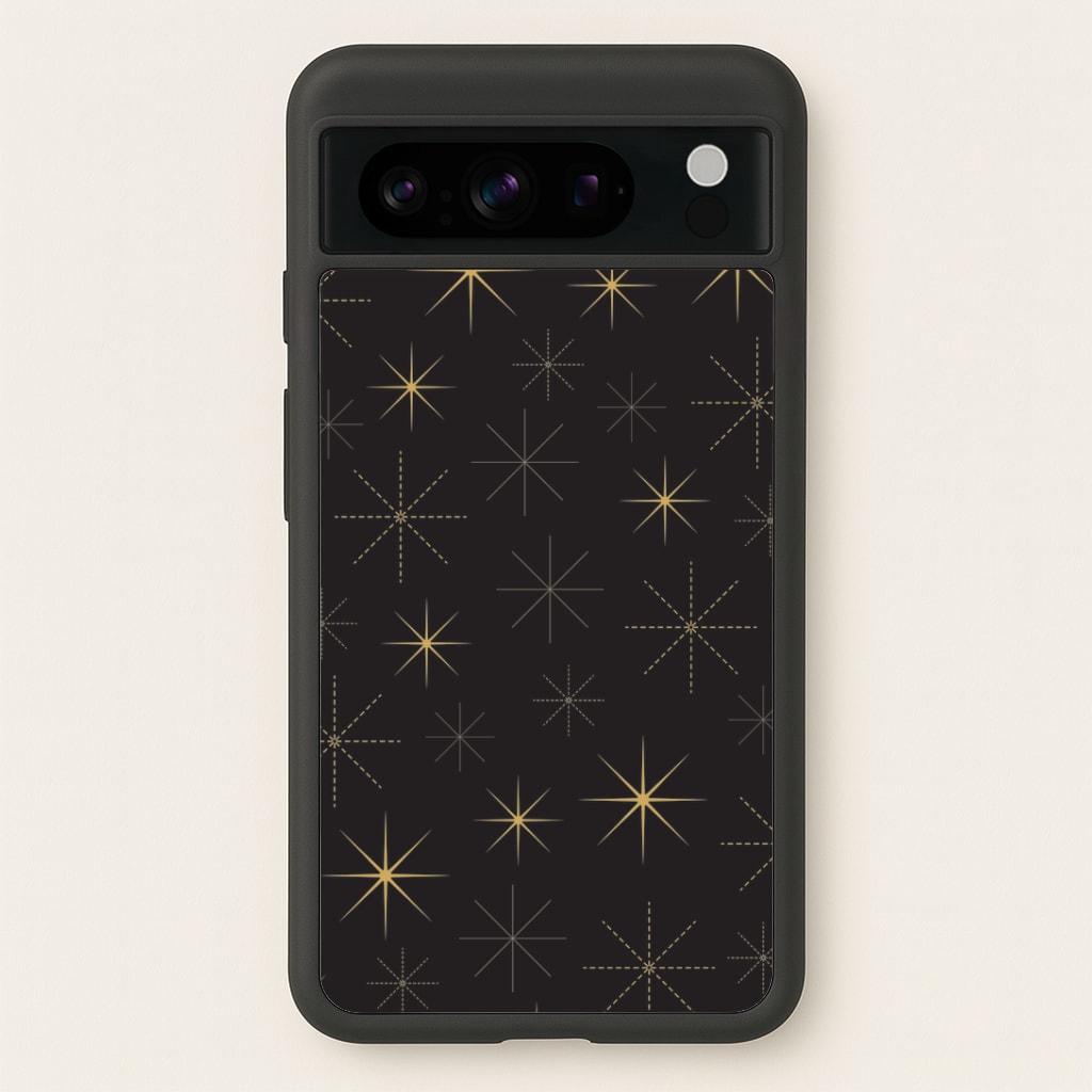 Christmas Gold Stars Pattern Google Pixel 8 Pro Case